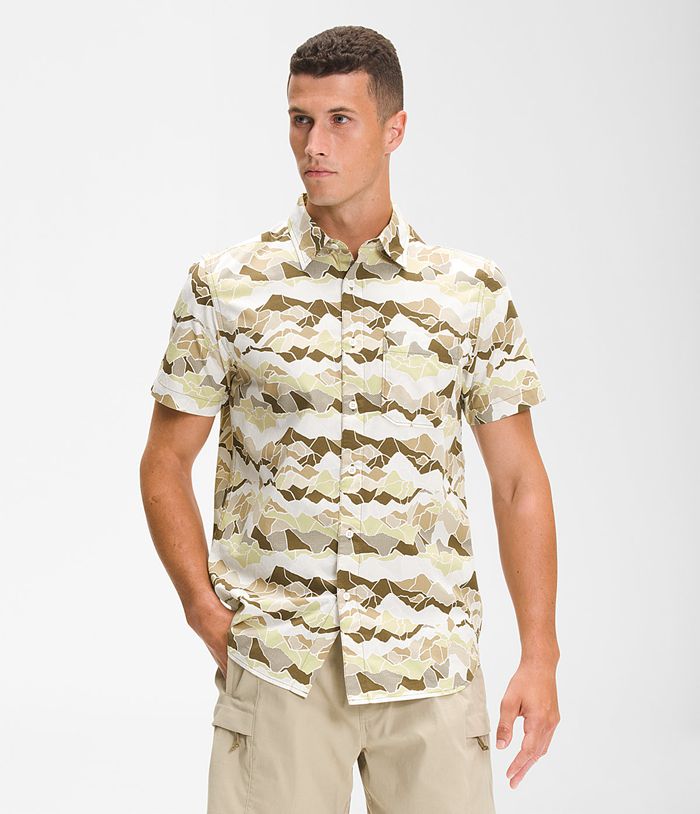 The North Face Mens Shirt Short Sleeve Baytrail Pattern 762KXJPLV - Olive/Camo